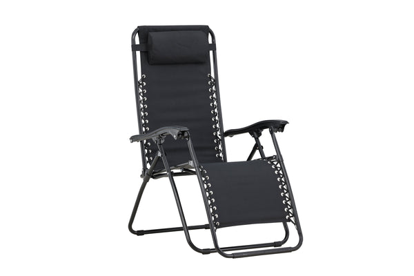 Sun Lounger Vulcano 163cm Steel Black Oxford Fabric Black
