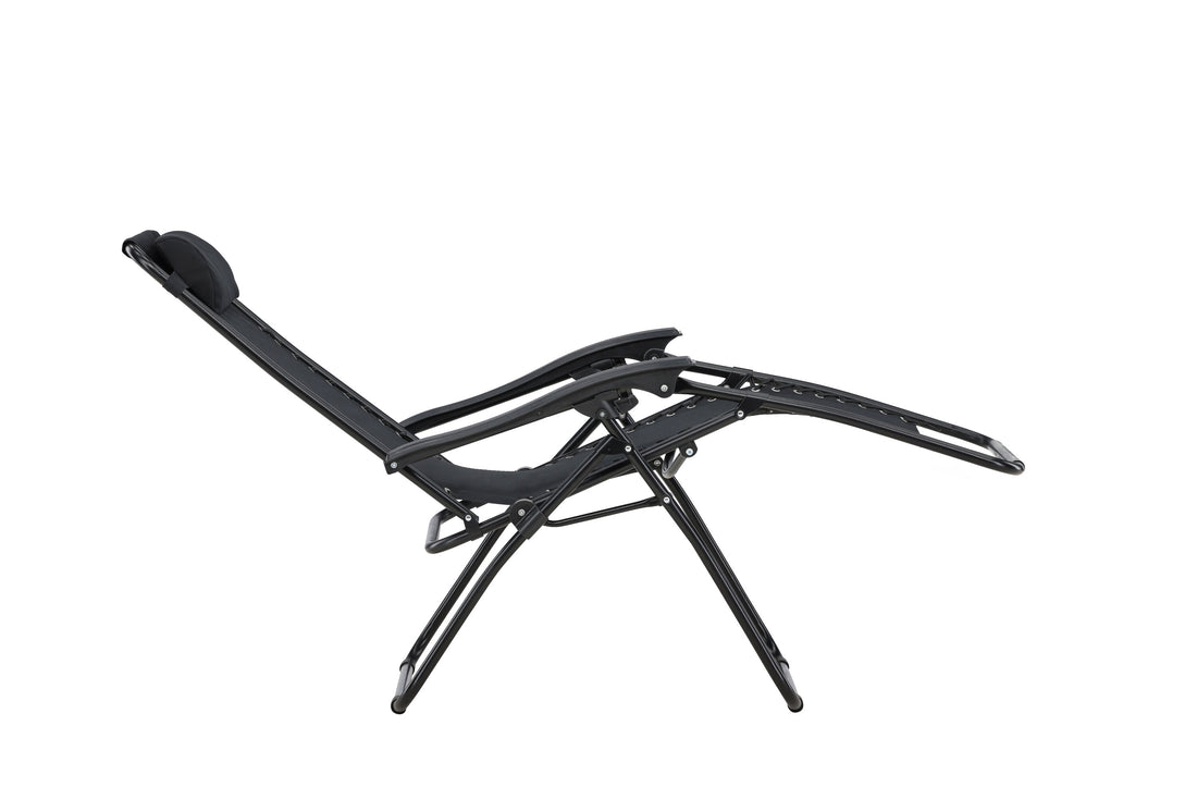 Sun Lounger Vulcano 163cm Steel Black Oxford Fabric Black