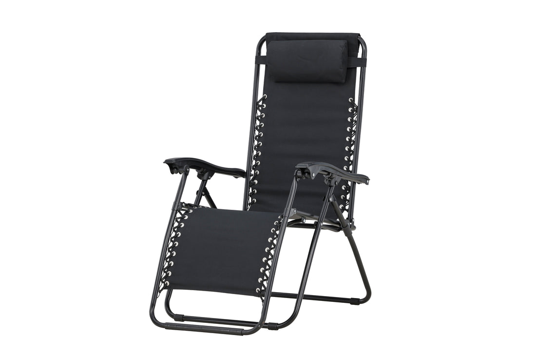 Sun Lounger Vulcano 163cm Steel Black Oxford Fabric Black