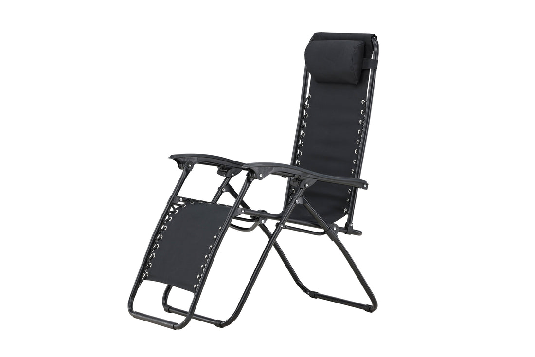 Sun Lounger Vulcano 163cm Steel Black Oxford Fabric Black