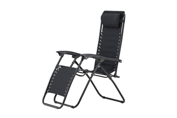 Sun Lounger Vulcano 163cm Steel Black Oxford Fabric Black