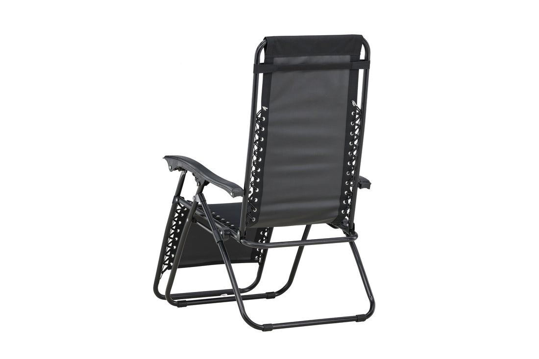 Sun Lounger Vulcano 163cm Steel Black Oxford Fabric Black