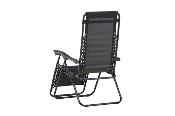 Sun Lounger Vulcano 163cm Steel Black Oxford Fabric Black