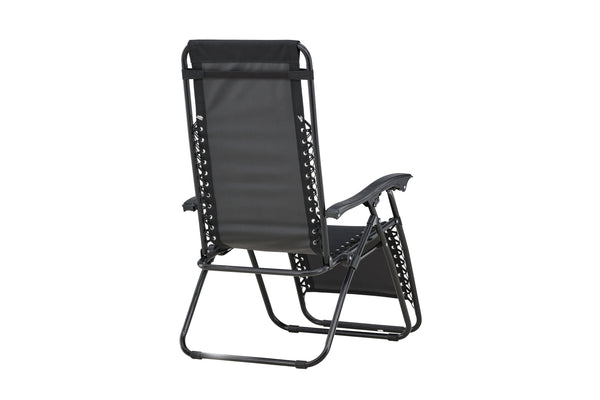 Sun Lounger Vulcano 163cm Steel Black Oxford Fabric Black