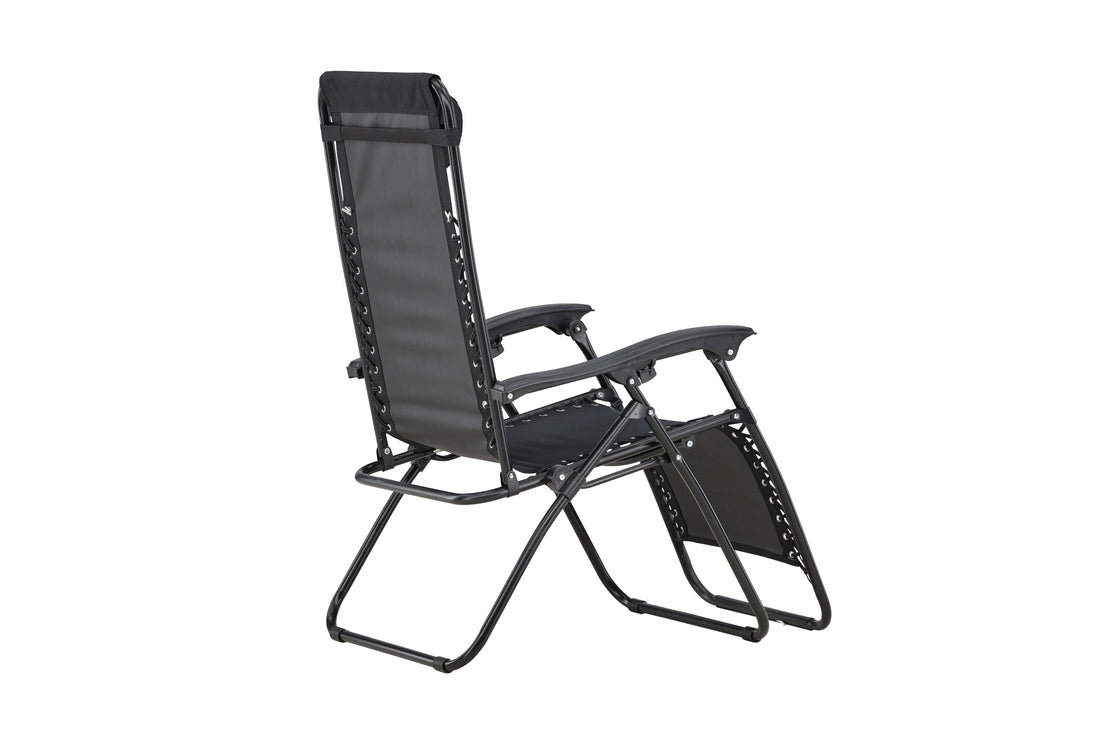 Sun Lounger Vulcano 163cm Steel Black Oxford Fabric Black