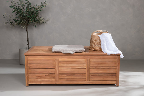 Outdoor Storage Box Trento 130x70cm Teak Wood Natural