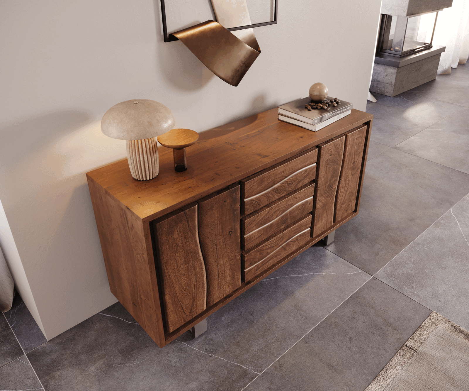 Sideboard Olympus Live-Edge 147cm Acacia Wood Brown