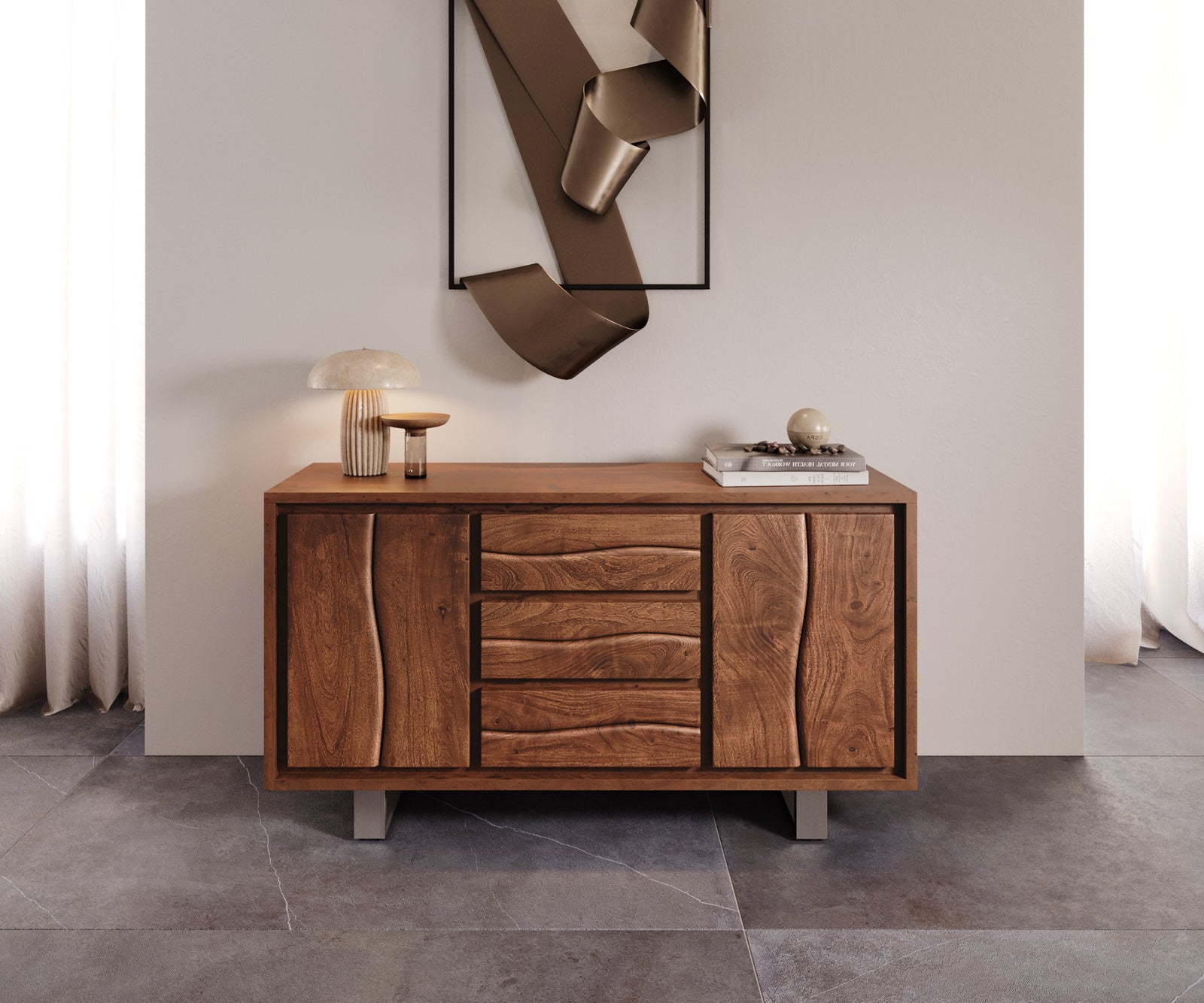 Sideboard Olympus Live-Edge 147cm Acacia Wood Brown