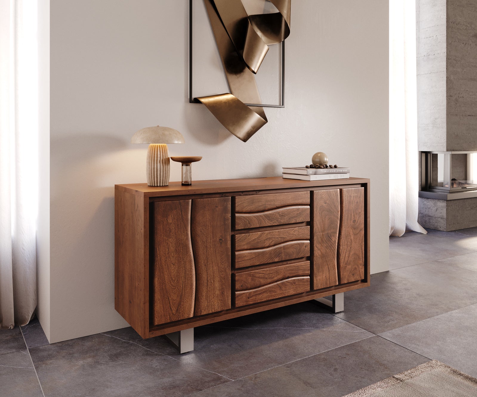 Sideboard Olympus Live-Edge 147cm Acacia Wood Brown