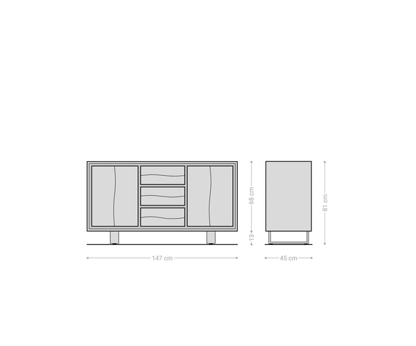 Sideboard Olympus Live-Edge 147cm Acacia Wood Brown