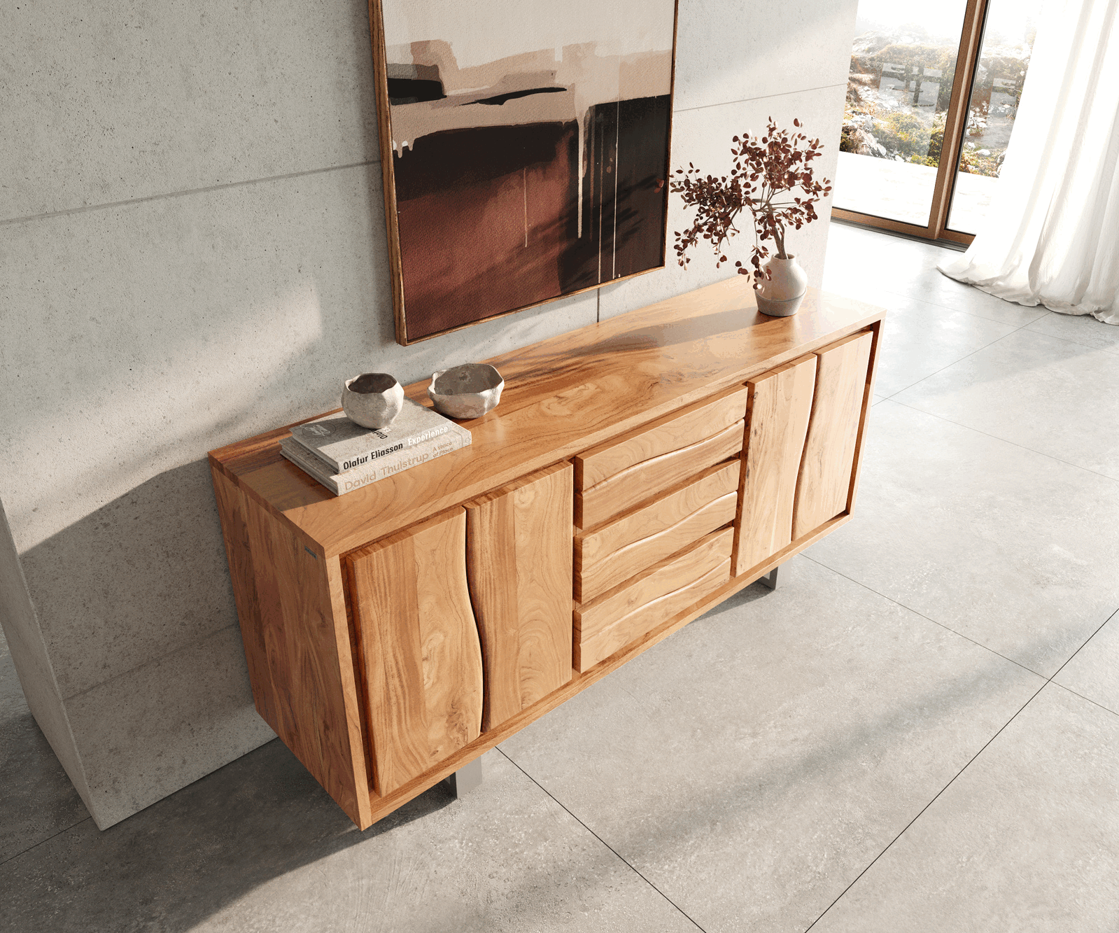 Sideboard Olympus Live-Edge 170cm Acacia Wood Natural