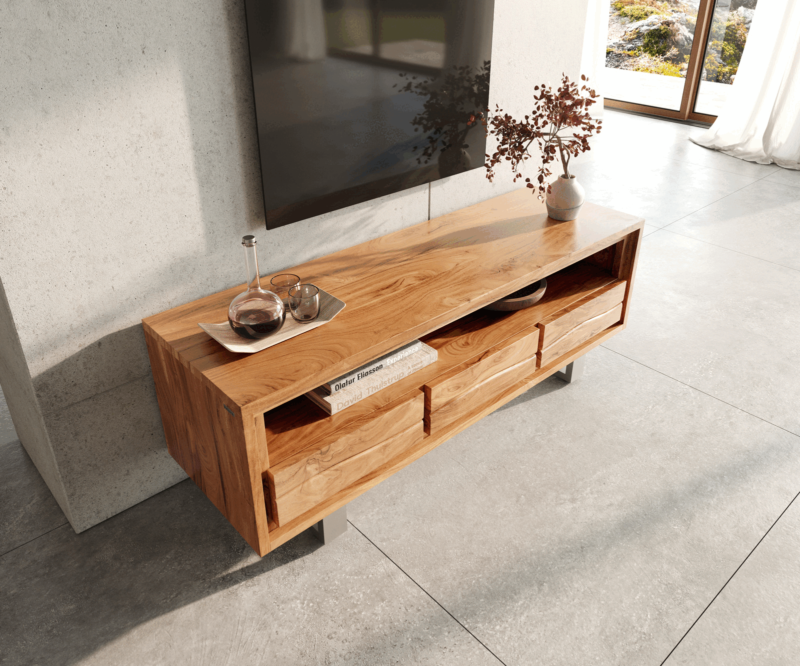 TV Stand Olympus Live-Edge 146cm Acacia Wood Natural