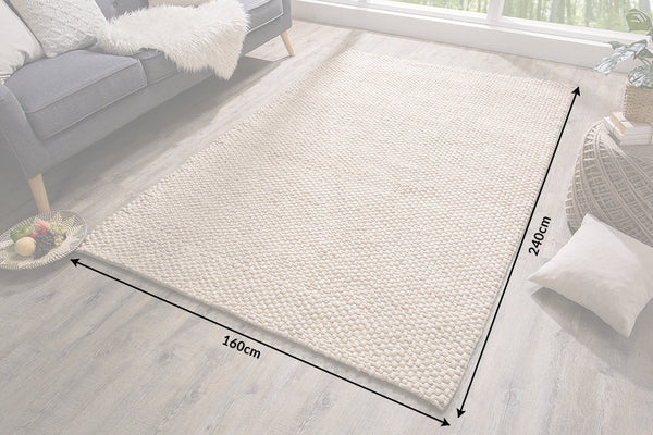 Hand-woven Rug Loop 240x160cm Wool Beige