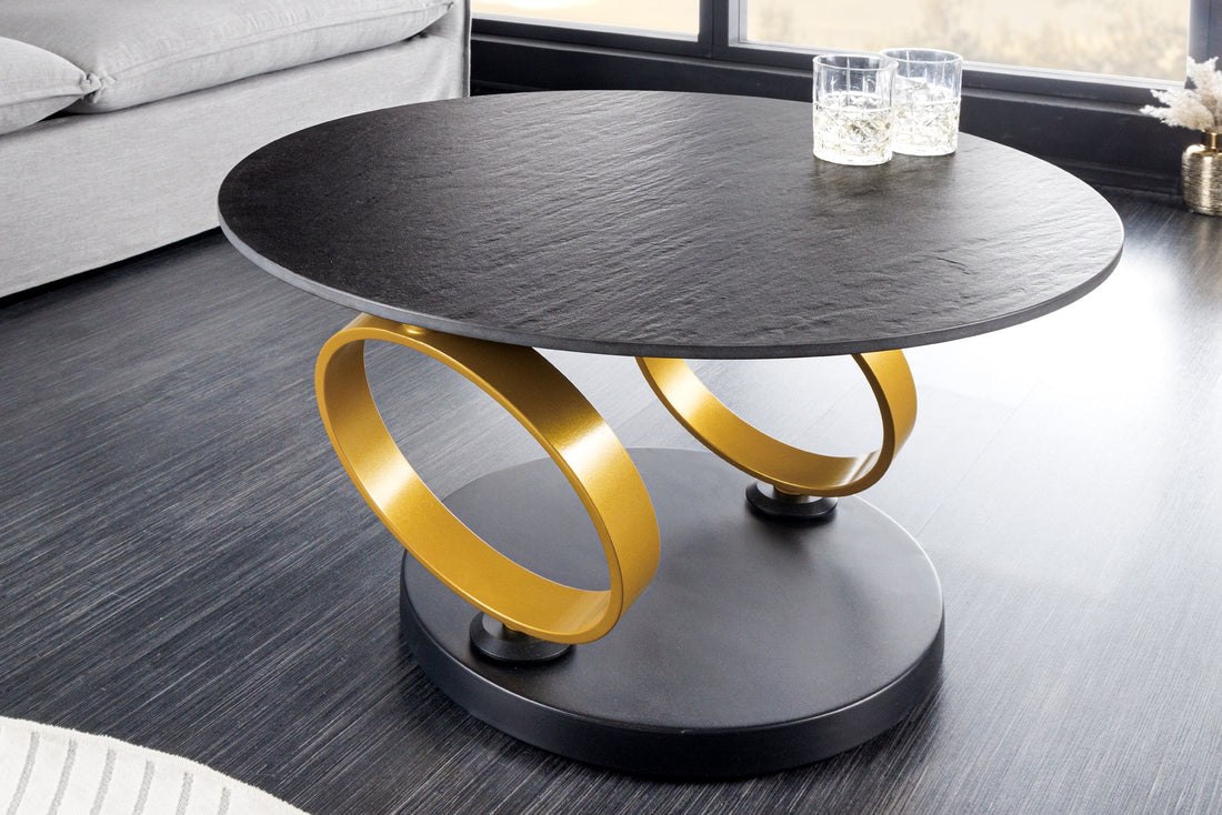 Rotating Coffee Table Axis 80-134cm Ceramic Stone Look