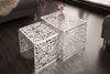 Set Of 2 Nesting Coffee Tables Abstract 39cm/49cm Metal Silver