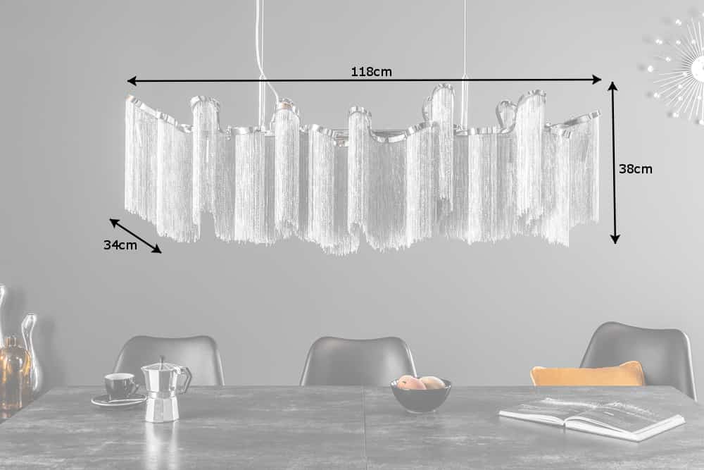 Hanging Lamp Elegance 118cm Metal Silver