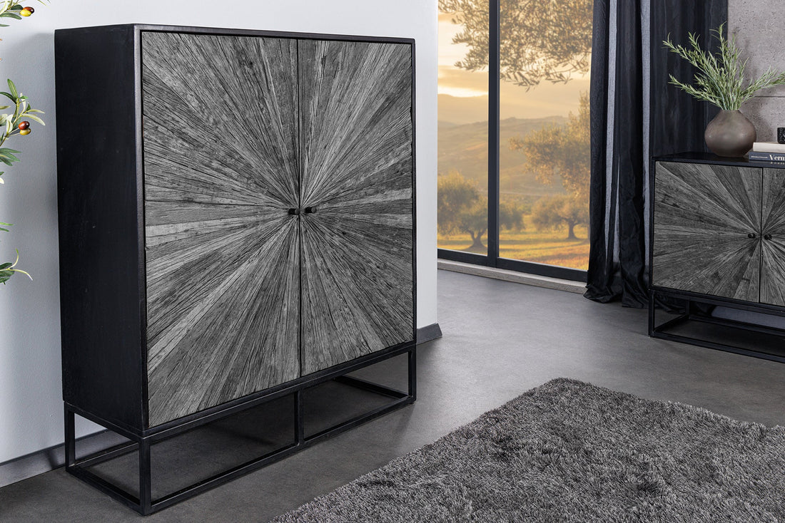 Cabinet Barracuda 120cm Mango Wood Black Teak Wood Grey