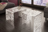 Set Of 2 Nesting Coffee Tables Abstract 39cm/49cm Metal Silver