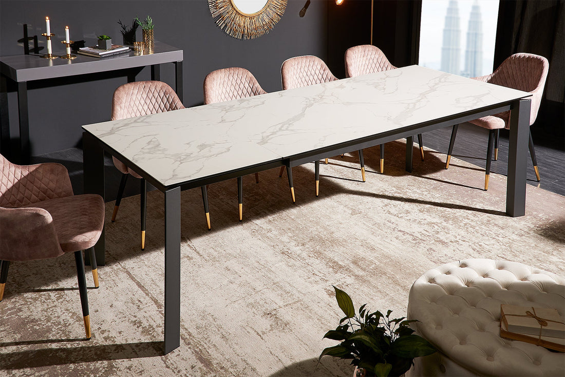 Extendable Dining Table Explorer 180-240cm Ceramic White Marble Look