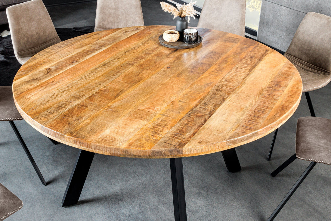 Round Dining Table Blacksmith 145cm Mango Wood Natural