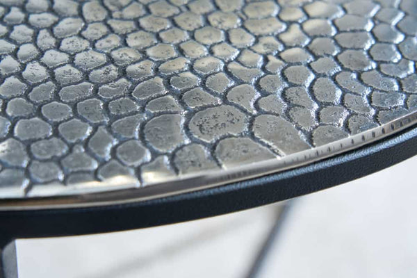 Set Of 2 Round Nesting Coffee Tables Croco 35cm/40cm Metal Silver