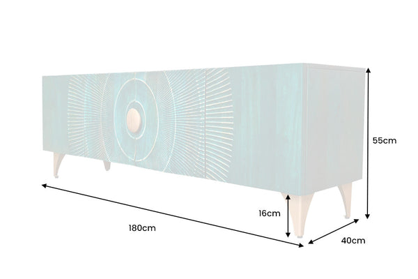 TV Stand Golden Eye 180cm Mango Wood Turquoise Gold