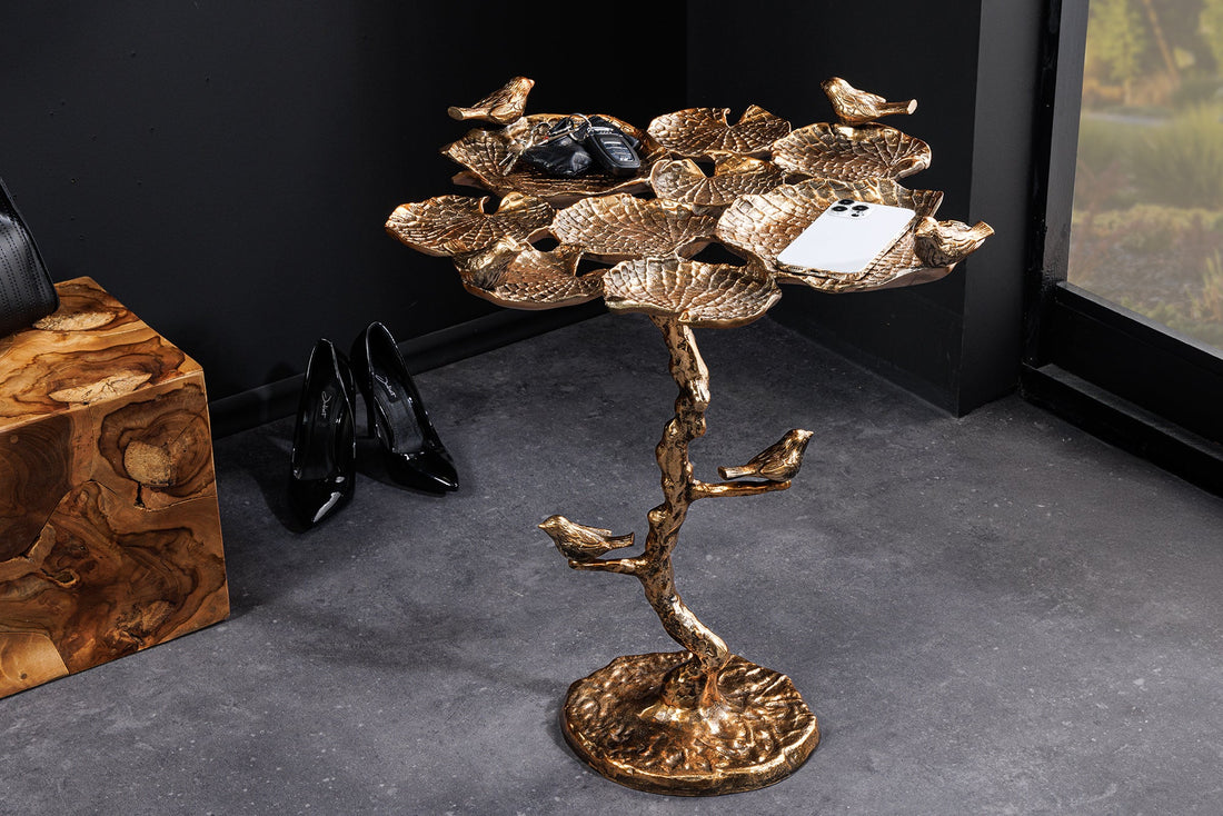 Side Table Birds 62cm Metal Brass