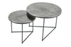 Set Of 2 Round Nesting Coffee Tables Croco 45cm/60cm Metal Silver