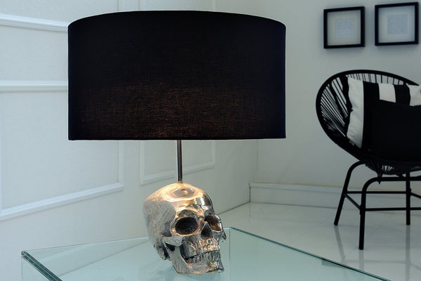 Table Lamp Skull 44cm Metal Black
