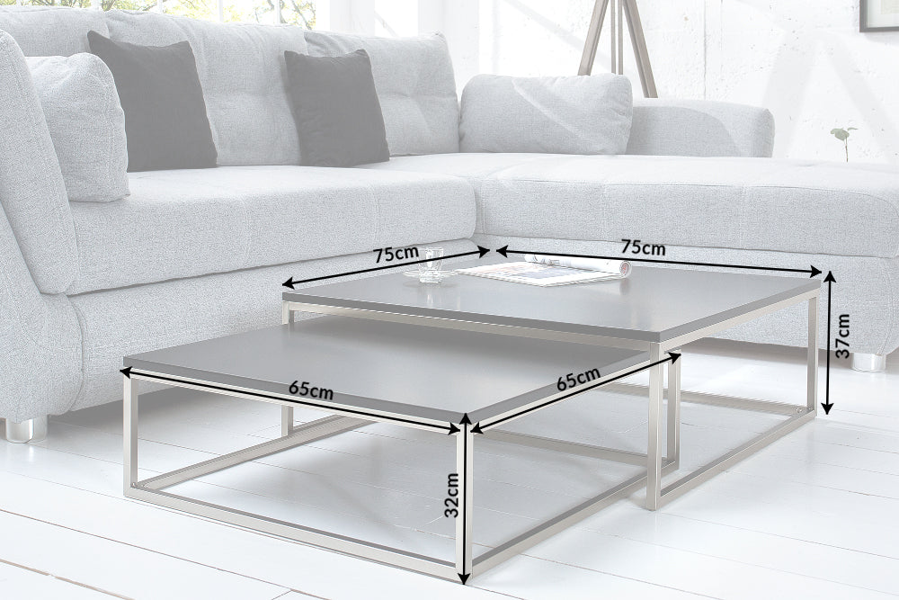 Set Of 2 Nesting Coffee Tables Elements 65cm/75cm Metal Black