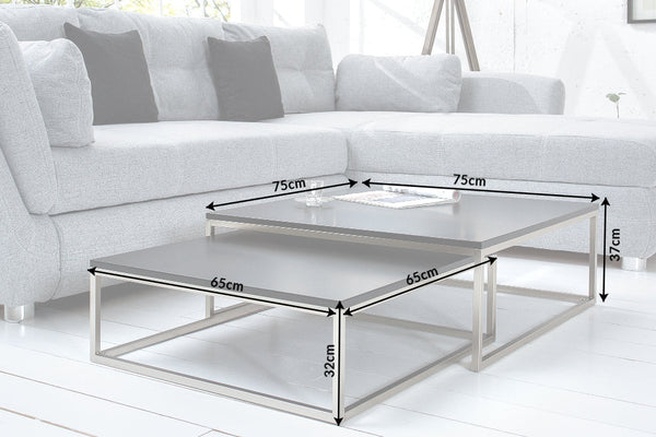 Set Of 2 Nesting Coffee Tables Elements 65cm/75cm Metal Black
