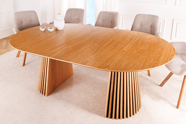 Round Extendable Dining Table Yoko 120-160-200cm Oak Wood Natural
