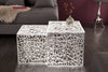 Set Of 2 Nesting Coffee Tables Abstract 39cm/49cm Metal Silver