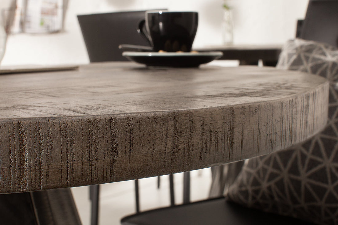Round Dining Table Blacksmith 80cm Mango Wood Grey
