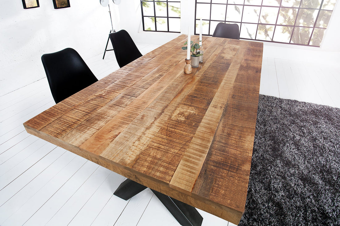 Dining Table Blacksmith 200cm Mango Wood Natural X-Frame