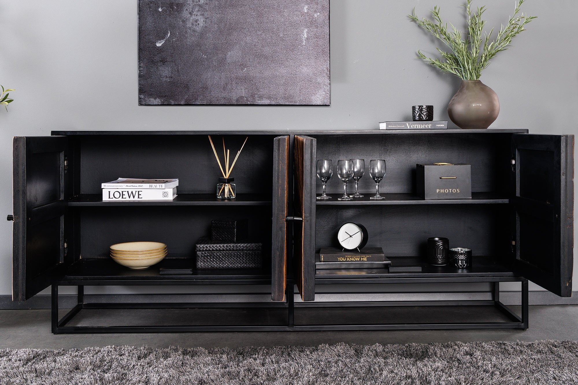 Sideboard Barracuda 177cm Mango Wood Black Teak Wood Brown