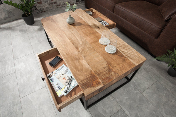 Coffee Table Blacksmith 100cm Mango Wood Natural With Drawer