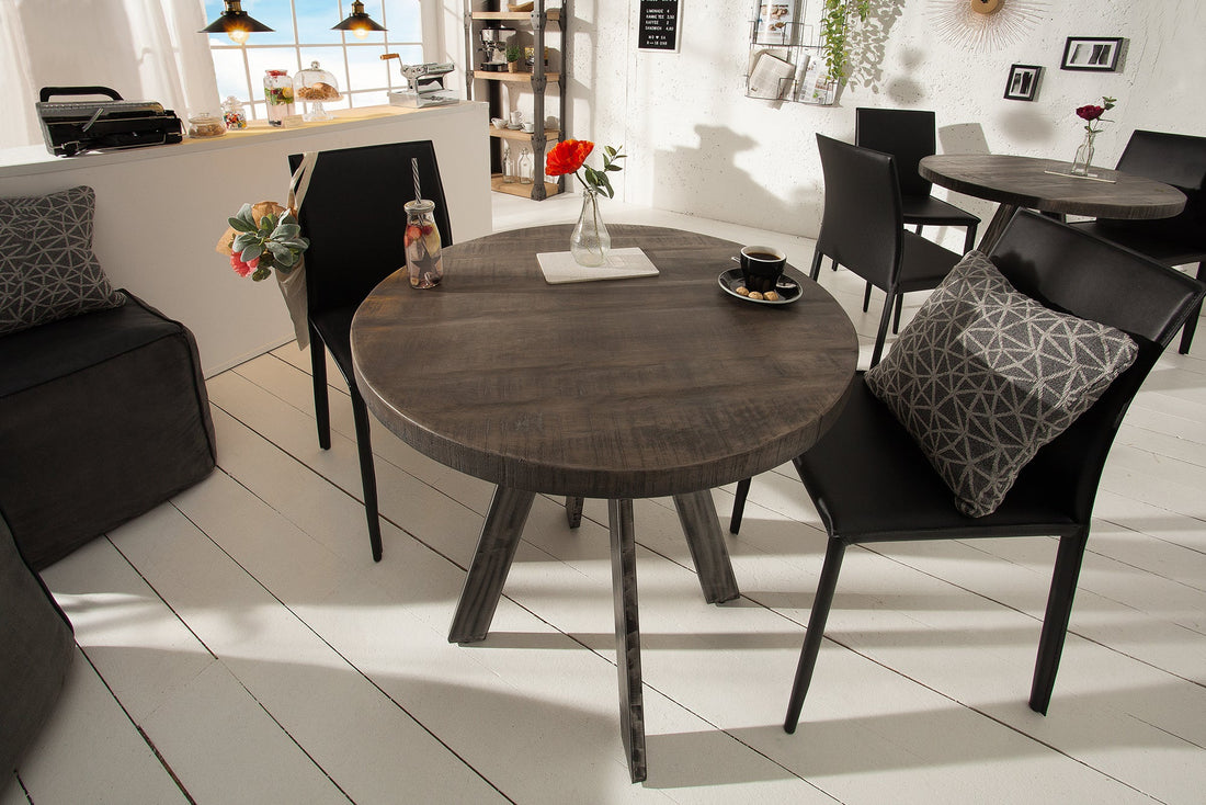 Round Dining Table Blacksmith 80cm Mango Wood Grey