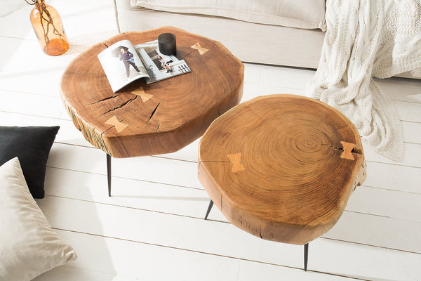 Coffee Table Goa 60cm Acacia Wood Natural Metal Legs
