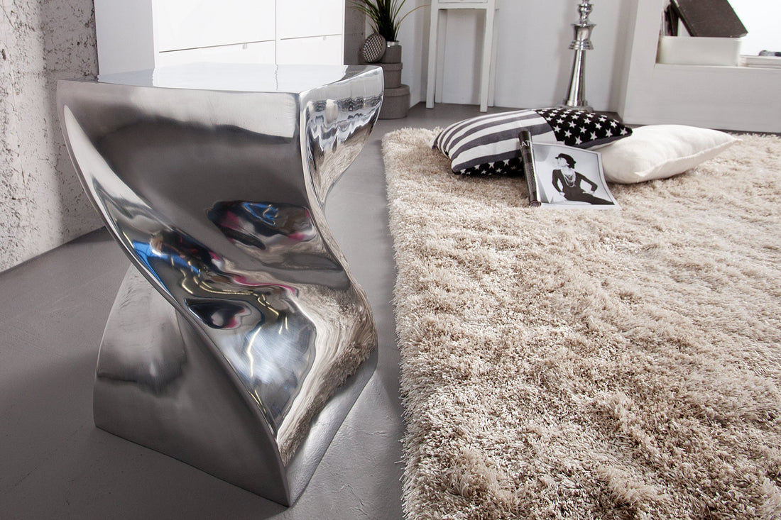 Side Table Twist 45cm Metal Silver