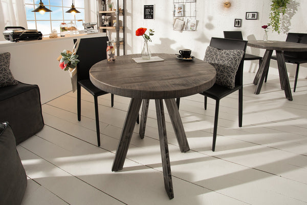 Round Dining Table Blacksmith 80cm Mango Wood Grey