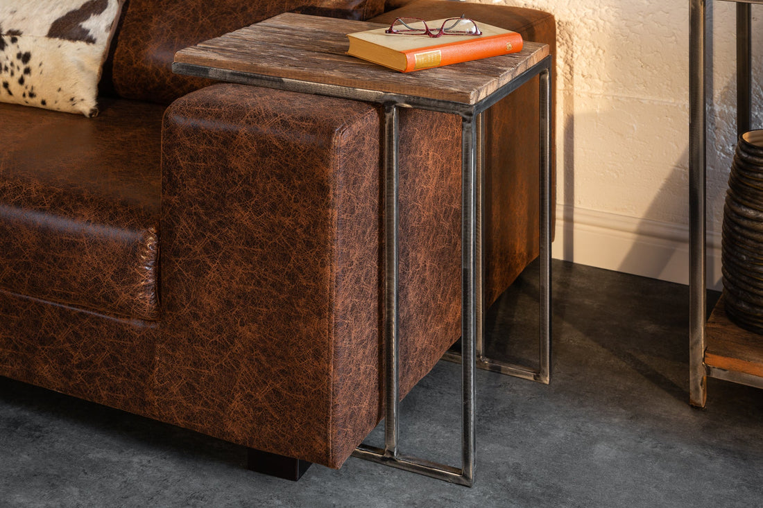 Set Of Two Side Tables Barracuda 53cm/60cm Recycled Wood Brown