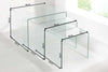 Set Of 3 Nesting Coffee Tables Quartz 40cm/50cm/60cm Glass