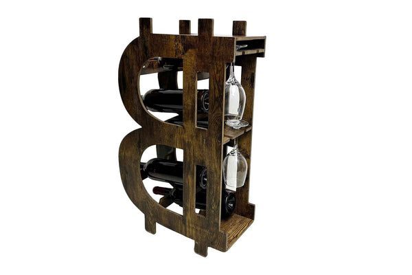 Wine Shelf Half Bitcoin 68cm Pine wood Natural