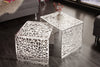 Set Of 2 Nesting Coffee Tables Abstract 39cm/49cm Metal Silver