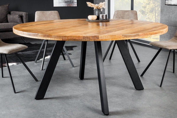 Round Dining Table Blacksmith 145cm Mango Wood Natural