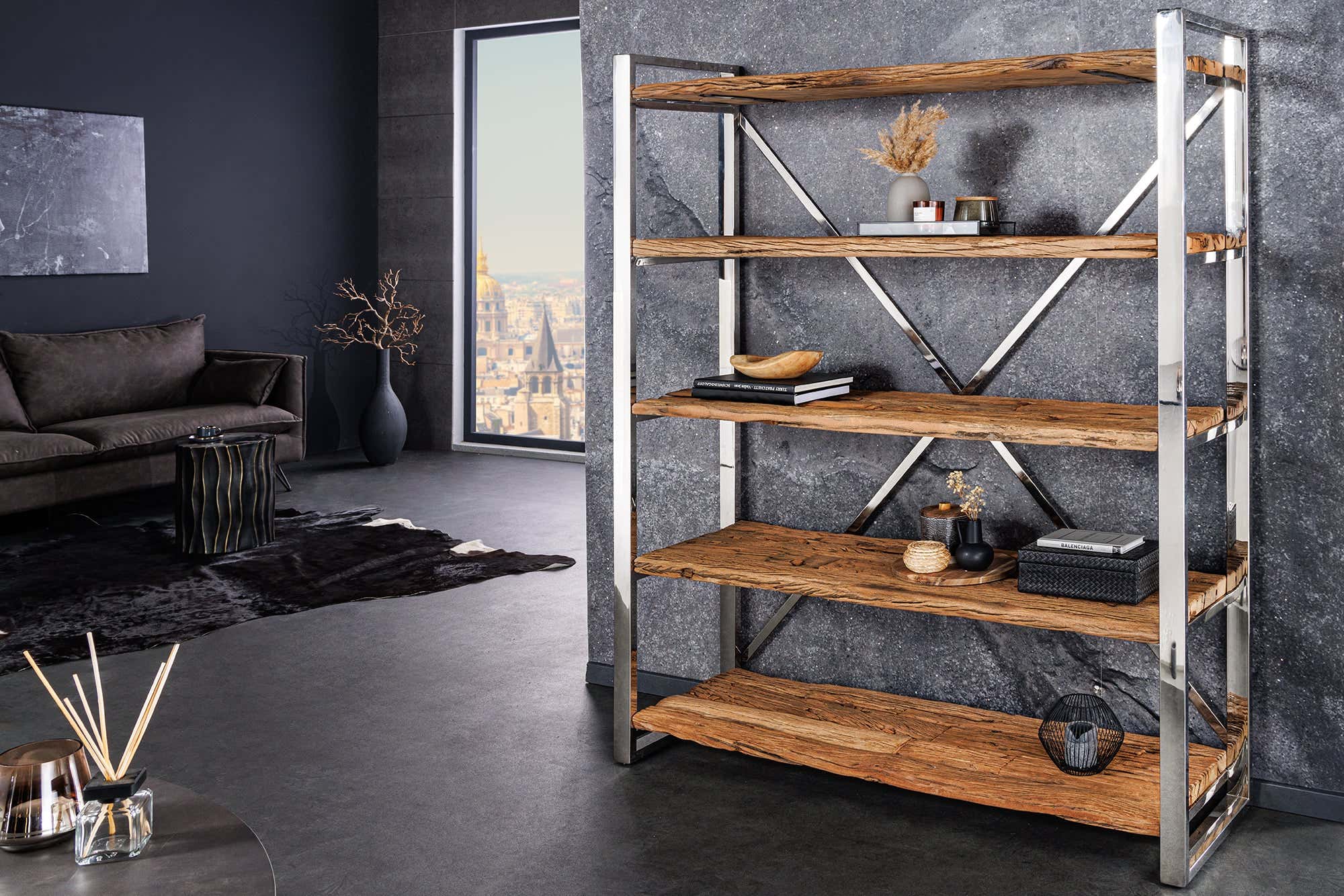Recycled Racks Shelf Rack Barracuda 183cm Recycled Wood Brown