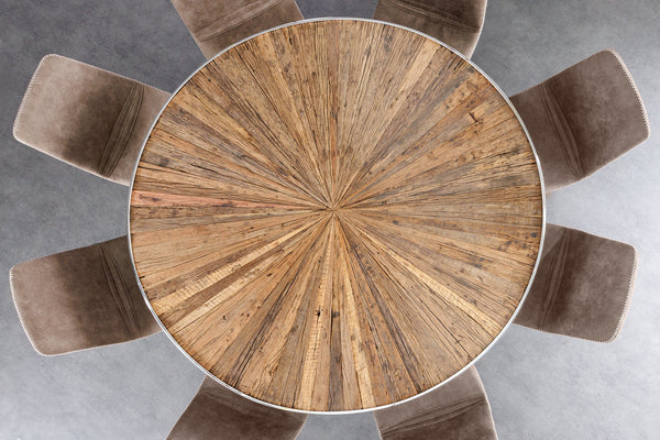 Round Dining Table Barracuda 120cm Recycled Teak Wood Brown