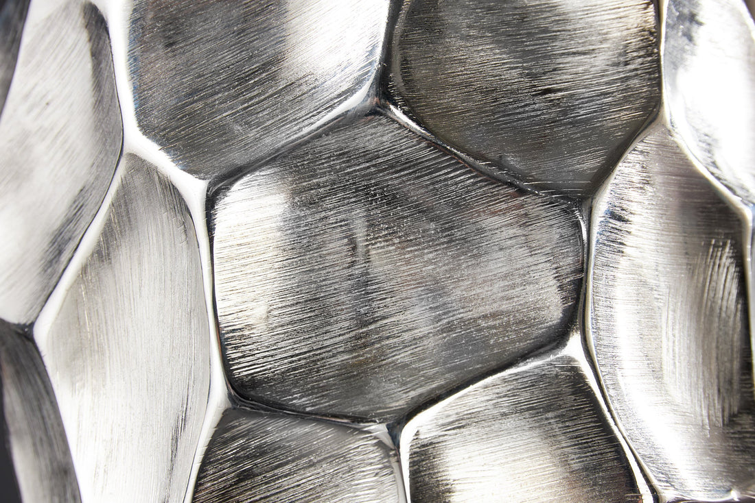 Vase Organic Orient 45cm Hammered Metal Silver