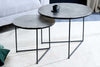 Set Of 2 Round Nesting Coffee Tables Croco 45cm/60cm Metal Silver